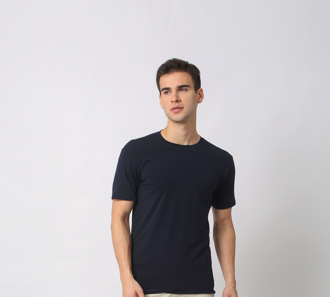 The Art of Styling a True Navy Cloud Cotton Crew Neck T-Shirt from Romeo's Men's Collection