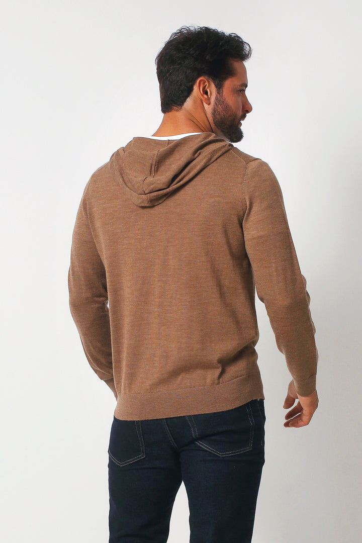 Merino Wool Full Zip Hoodie Sweater