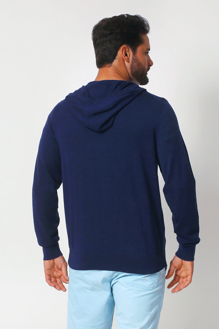 Merino Wool Full Zip Hoodie Sweater