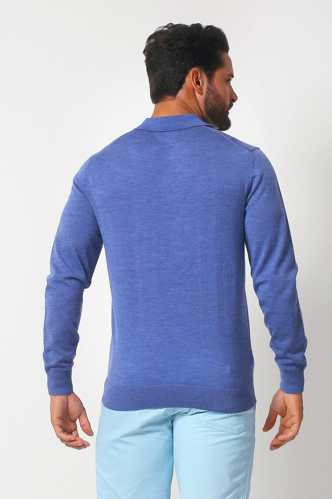 Merino Wool Long Sleeve Sweater Polo