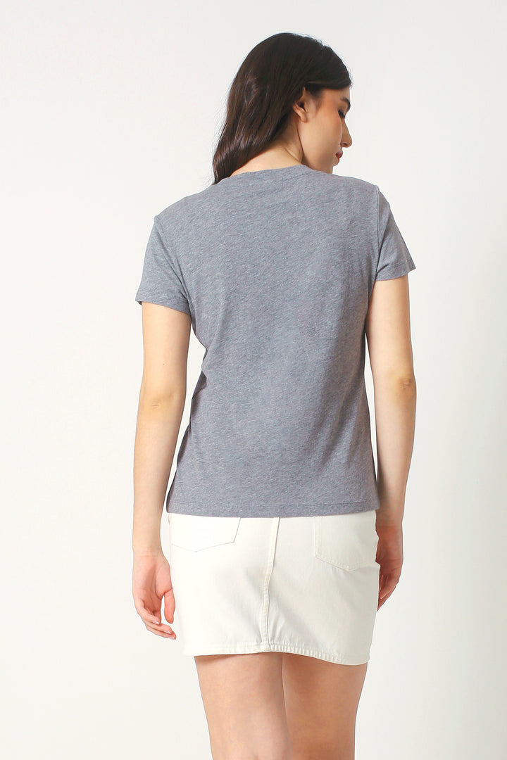 This 100% Cotton Jersey Crewneck Tee has a slightly relaxed fit.