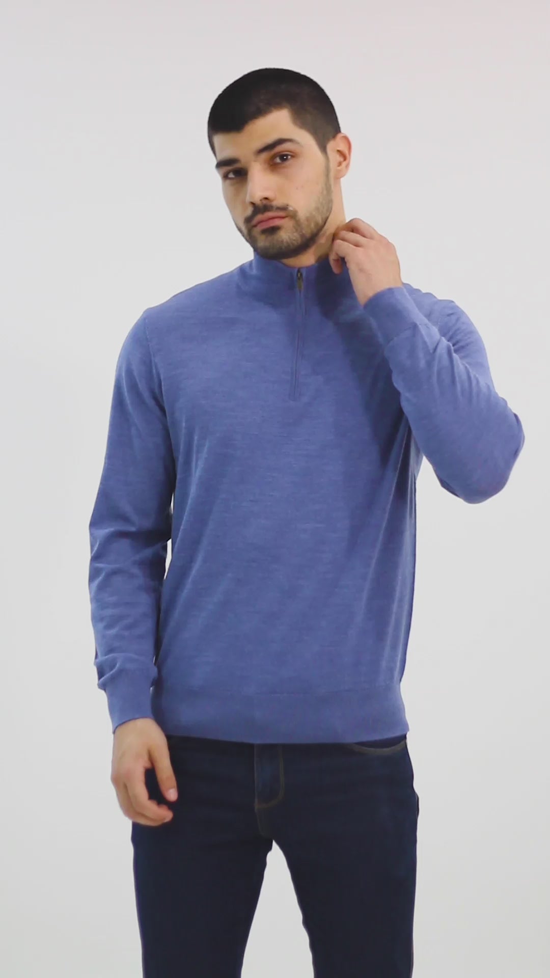 Merino Wool Quarter Zip Sweater